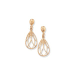 9ct Gold Diamond Cut Large Drop Earrings - Hypoallergenic 9ct Gold Jewellery for Ladies by Aeon - 28mm * 11mm