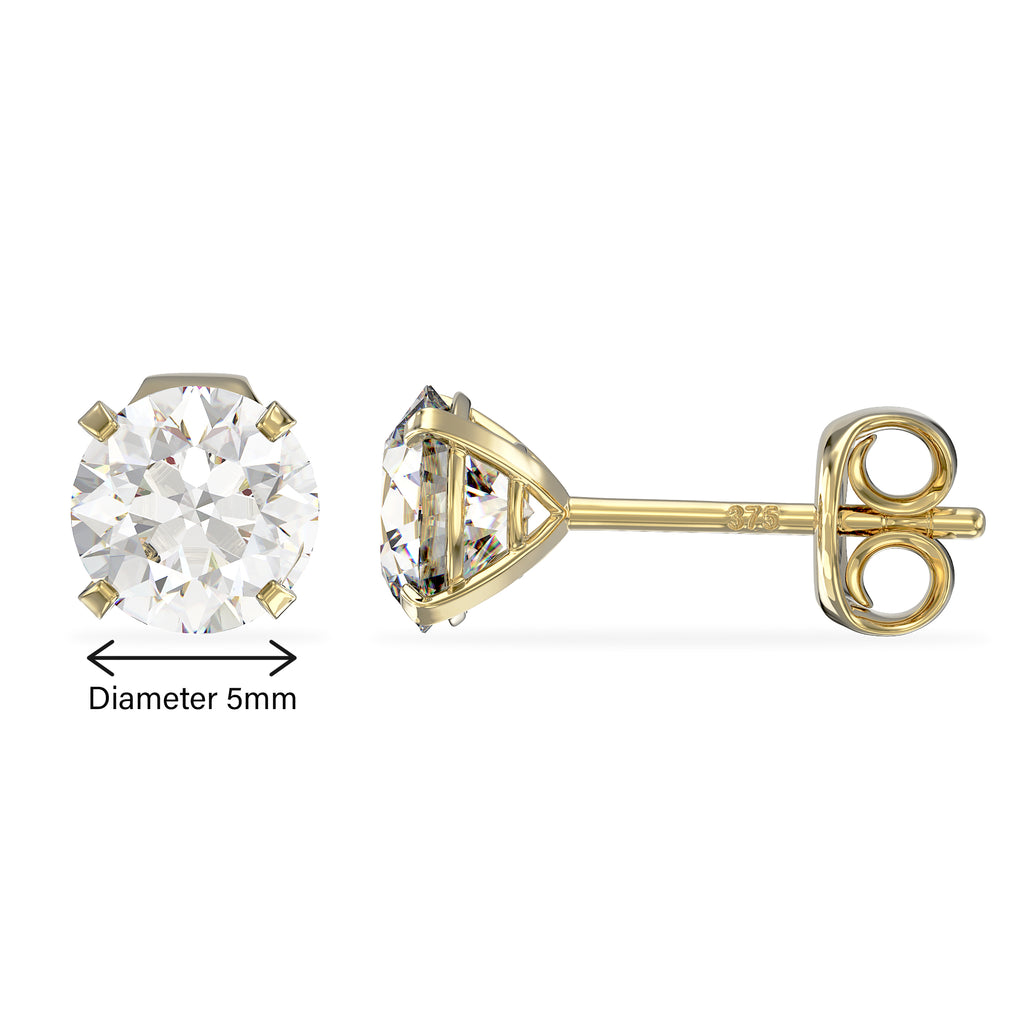 9ct Gold April Birthstone Stud Earrings for Women Girls. Hypoallergenic Jewellery For Women
