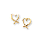 9ct Gold Open Heart Stud Earrings - Hypoallergenic 9ct Gold Jewellery for Ladies - 8mm * 7mm