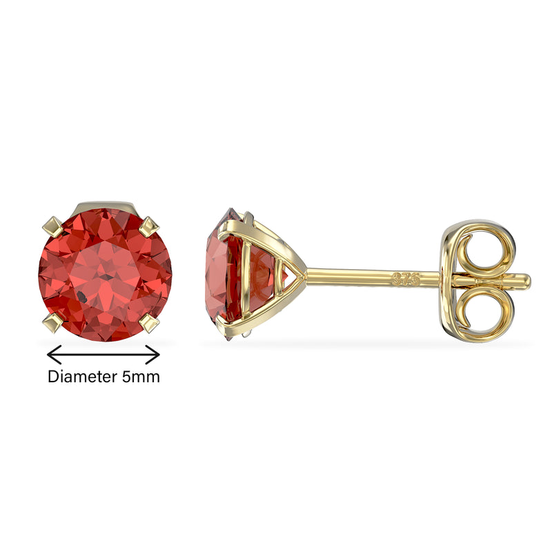 9ct Gold July Birthstone Stud Earrings for Women Girls. Ruby.Hypoallergenic Jewellery For Women