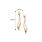 9ct Gold Drop Twirl Earrings with Cubic Zirconia - Hypoallergenic 9ct Gold Jewellery for Ladies by Aeon - 22mm * 6mm