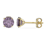 9ct Gold June Birthstone Stud Earrings for Women Girls. Light Purple. Hypoallergenic Jewellery For Women