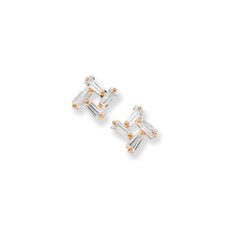 9ct Gold Cross Hatch Stud Earrings  - Hypoallergenic 9ct Gold Jewellery for Ladies - 7mm * 7mm