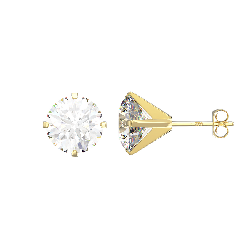 9ct Gold Round Cubic Zirconia Stud Earrings - Hypoallergenic 9ct Gold for Ladies 10mm * 10mm