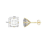 9ct Gold Square Cubic Zirconia Stud Earrings - Hypoallergenic 9ct Gold for Ladies 8mm * 7mm