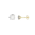 9ct Gold Square Stud Earrings - Hypoallergenic 9ct Gold Earrings for ladies  4mm * 4mm