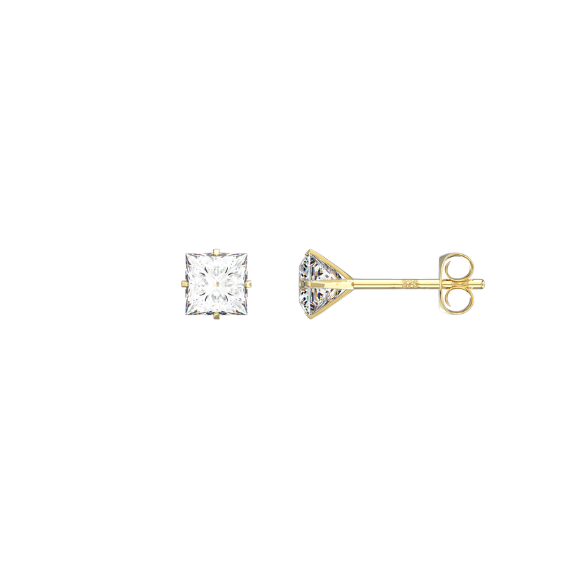 9ct Gold Square Stud Earrings - Hypoallergenic 9ct Gold Earrings for ladies  4mm * 4mm