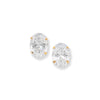 9ct Gold Oval Cubic Zirconia Stud Earrings - Hypoallergenic 9ct Gold Jewellery for Ladies - 9mm * 6mm