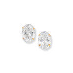 9ct Gold Oval Cubic Zirconia Stud Earrings - Hypoallergenic 9ct Gold Jewellery for Ladies - 9mm * 6mm