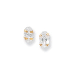 9ct Gold Oval Cubic Zirconia Stud Earrings - Hypoallergenic 9ct Gold Jewellery for Ladies - 5mm * 3mm