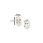 9ct Gold Oval Cubic Zirconia Stud Earrings - Hypoallergenic 9ct Gold Jewellery for Ladies - 5mm * 3mm