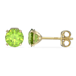 9ct Gold August Birthstone Stud Earrings for Women Girls. Olive Green. Hypoallergenic Jewellery For Women