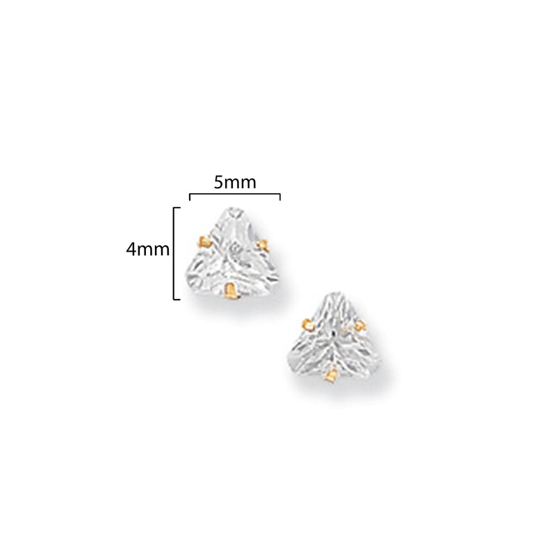 9ct Gold Triangle  Stud Earrings - Hypoallergenic 9ct Gold Jewellery for Ladies - 4mm * 5mm