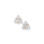 9ct Gold Triangle Cubic Zirconia Stud Earrings - Hypoallergenic 9ct Gold Jewellery for Ladies - 5mm * 6mm