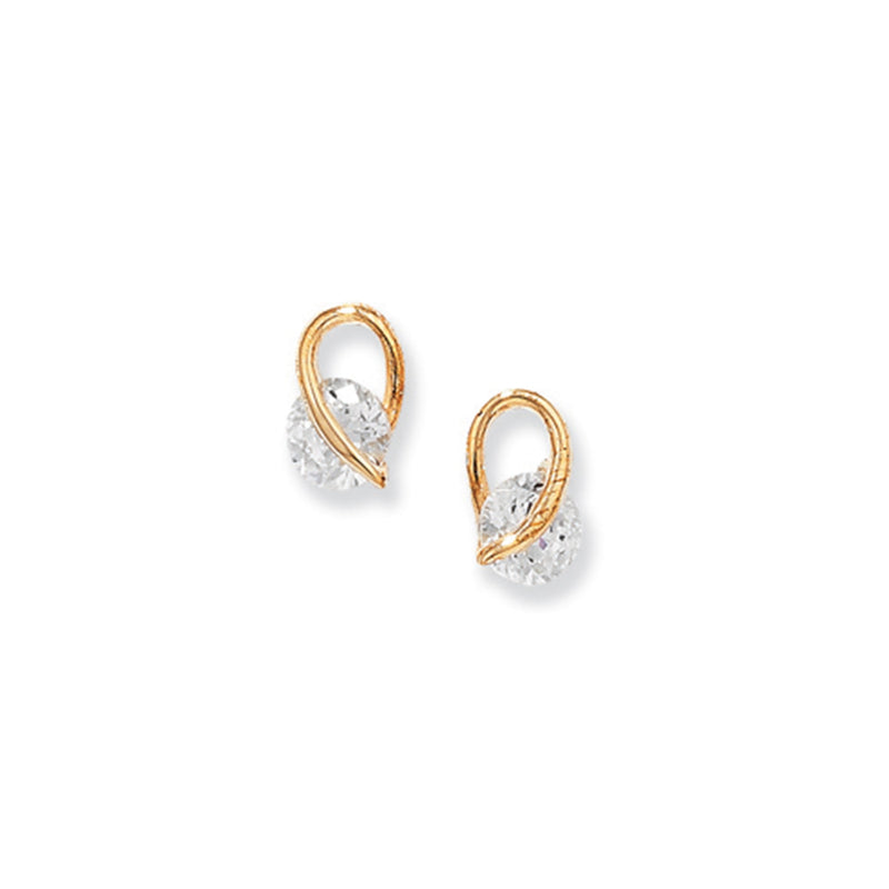 9ct Gold Cubic Zirconia Stud Earrings - Hypoallergenic 9ct Gold Jewellery for Ladies - 10mm * 6mm