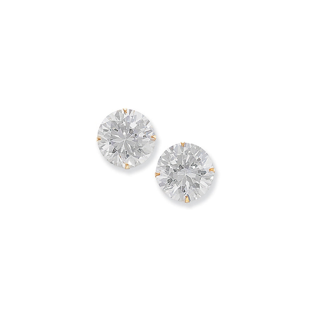 9ct Gold Round Cubic Zirconia Stud Earrings - Hypoallergenic 9ct Gold Jewellery for Ladies - 11mm * 11mm