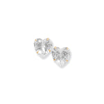 9ct Gold Cubic Zirconia Heart Stud Earrings - Hypoallergenic 9ct Gold Jewellery for Ladies - 9mm * 8mm