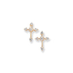 9ct Gold Cross Stud Earrings with Cubic Zirconia - Hypoallergenic 9ct Gold Jewellery for Ladies - 10mm * 7mm