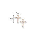 9ct Gold Cross Stud Earrings with Cubic Zirconia - Hypoallergenic 9ct Gold Jewellery for Ladies - 10mm * 7mm