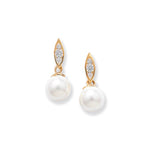9ct Gold Drop Earrings with Synthetic Pearl  - Hypoallergenic 9ct Gold Jewellery for Ladies - 18mm * 7mm