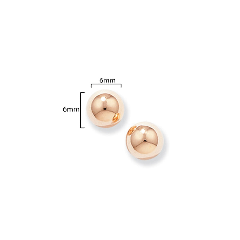 9ct Gold Ball 6mm Stud Earrings - Hypoallergenic Gold Earrings Earrings for Women by Aeon