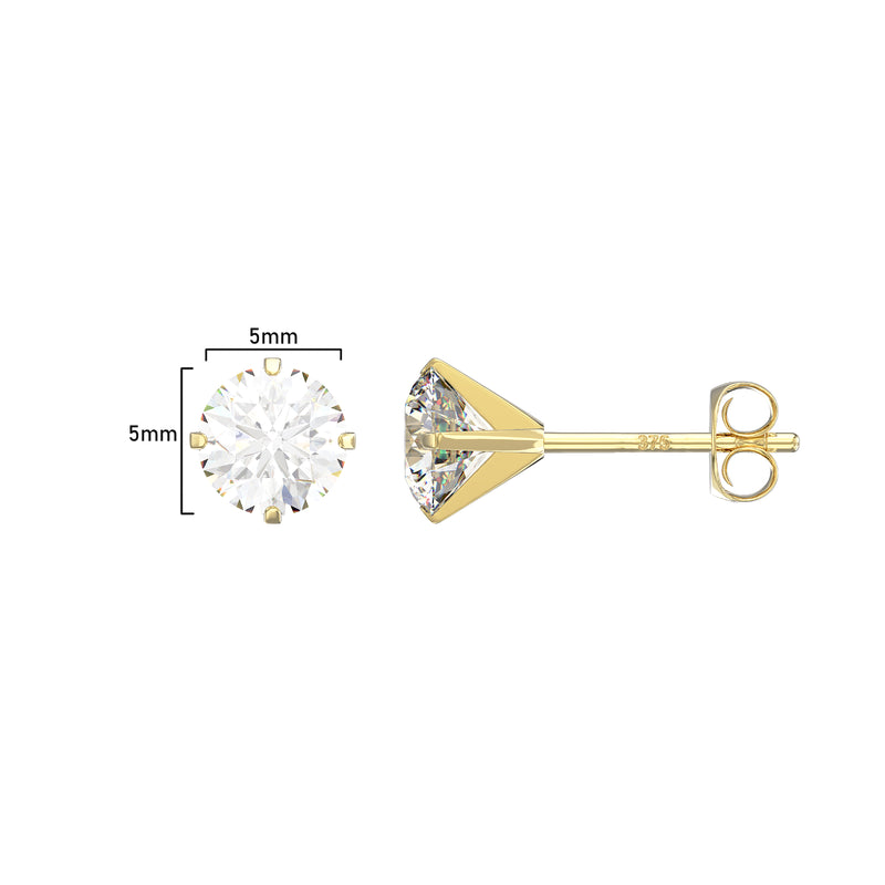 9ct Gold Round Stud Earrings - Hypoallergenic 9ct Gold Jewellery for Ladies 6mm *5mm