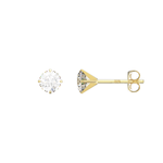 9ct Gold Round Cubic Zirconia Stud Earrings - Hypoallergenic 9ct Gold 4mm * 4mm