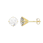 9ct Gold Round Cubic Zirconia Stud Earrings - Hypoallergenic 9ct Gold for Ladies - 6mm * 6mm