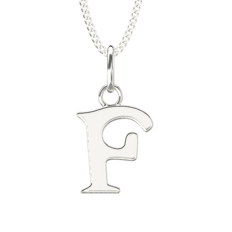 925 Sterling Silver F Initial Letter Necklace Pendant Gift Boxed Present