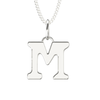 925 Sterling Silver M Initial Letter Necklace Pendant Gift Boxed Present