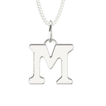 925 Sterling Silver M Initial Letter Necklace Pendant Gift Boxed Present