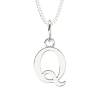 925 Sterling Silver Q Initial Letter Necklace Pendant Gift Boxed Present