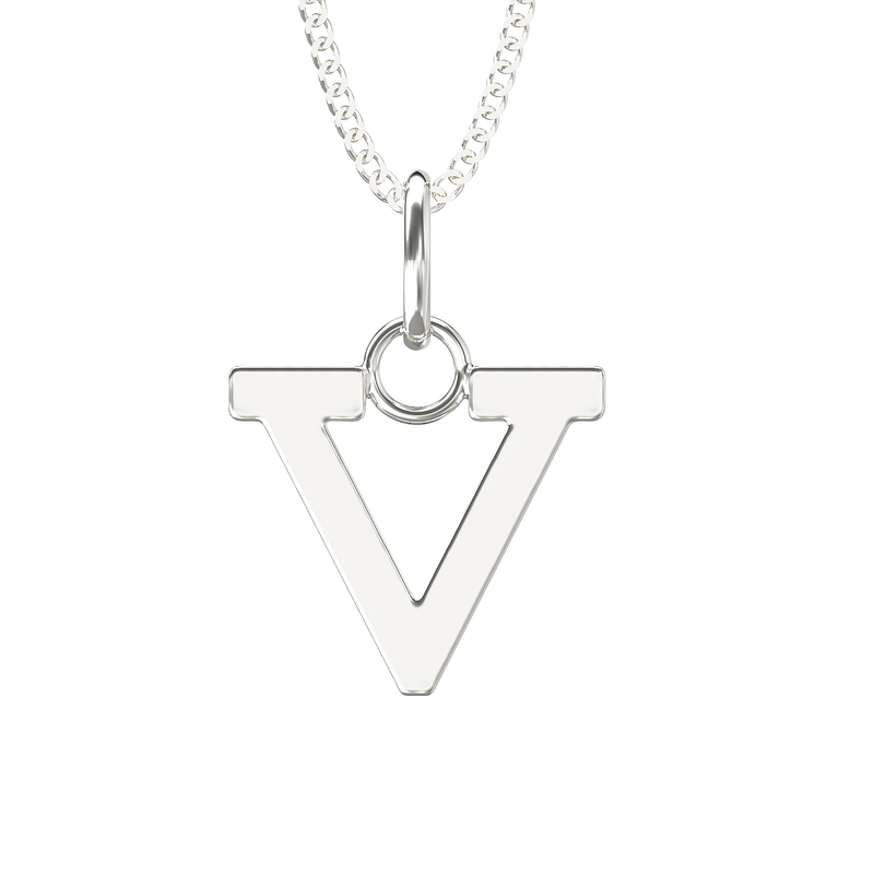 925 Sterling Silver V Initial Letter Necklace Pendant Gift Boxed Present