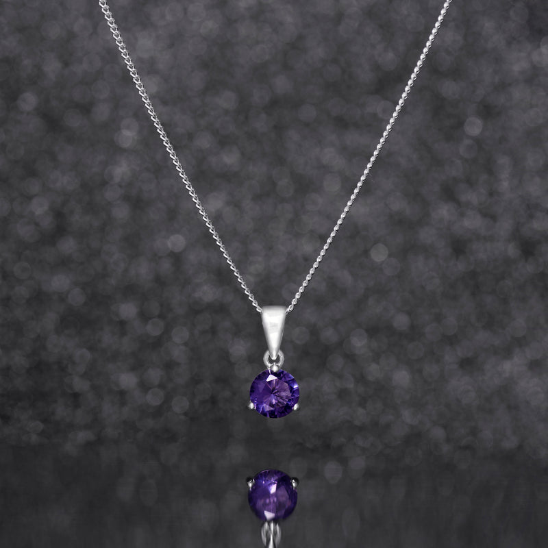 925 Sterling Silver June Birthstone Necklace for Women & Girls.  Light Purple. Gift Boxed Present