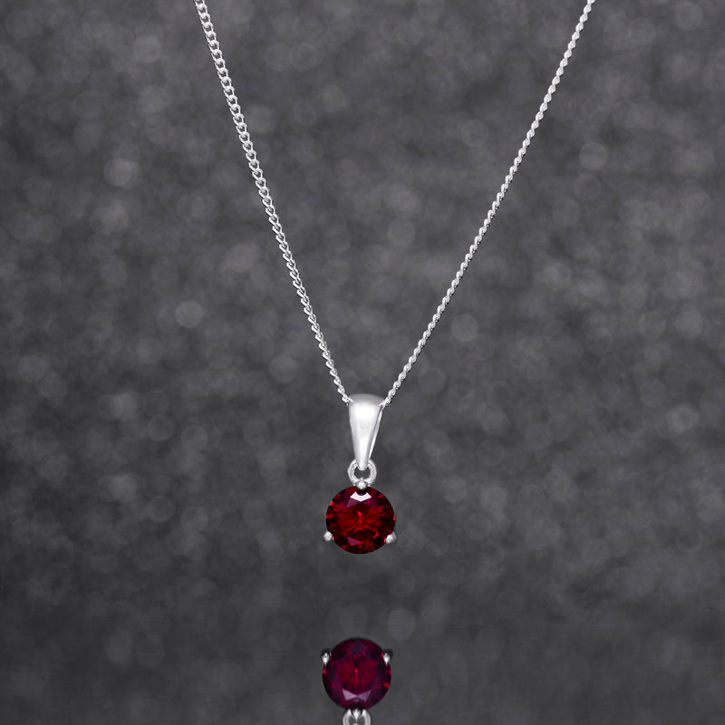 925 Sterling Silver January Birthstone Necklace for Women Girls.  Garnet. Gift Boxed Present