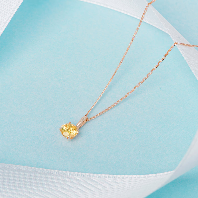 9ct Gold November Birthstone Necklace for Women . Yellow Topaz. Hypoallergenic Jewellery for women