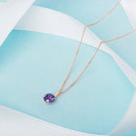 9ct Gold February Birthstone Necklace for Women Girls.  Amethyst.  Hypoallergenic Jewellery for women