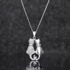 Sterling Silver Double Cat Necklace with Adjustable Chain