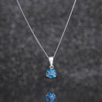 925 Sterling Silver March Birthstone Necklace for Women Girls.  Aquamarine.  Gift Boxed Present