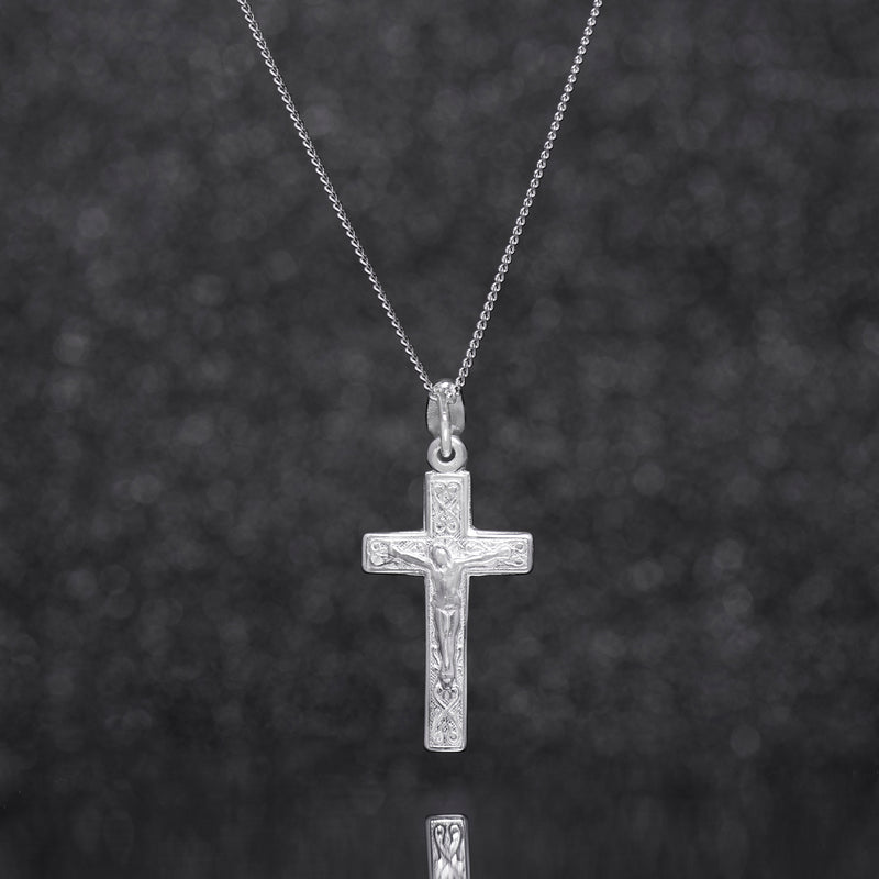 Sterling Silver Crucifix Necklace - Hypoallergenic Sterling Silver Jewellery by Aeon - 30mm * 14mm