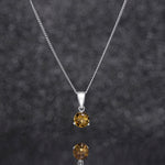 925 Sterling Silver November Birthstone Necklace for Women & Girls. Yellow Topaz. Gift Boxed Present