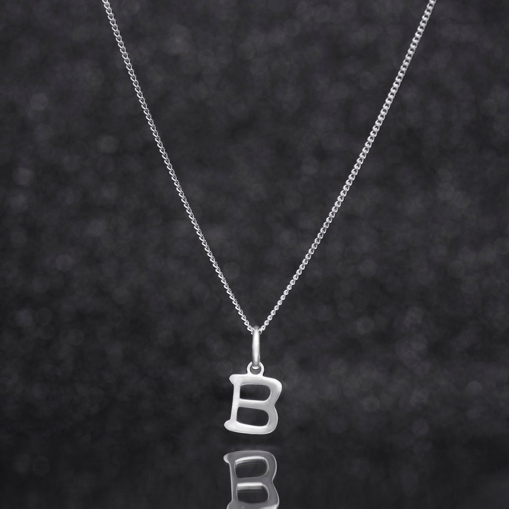 925 Sterling Silver B Initial Letter Necklace Pendant Gift Boxed Present