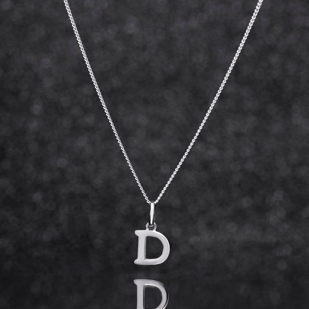 925 Sterling Silver D Initial Letter Necklace Pendant Gift Boxed Present