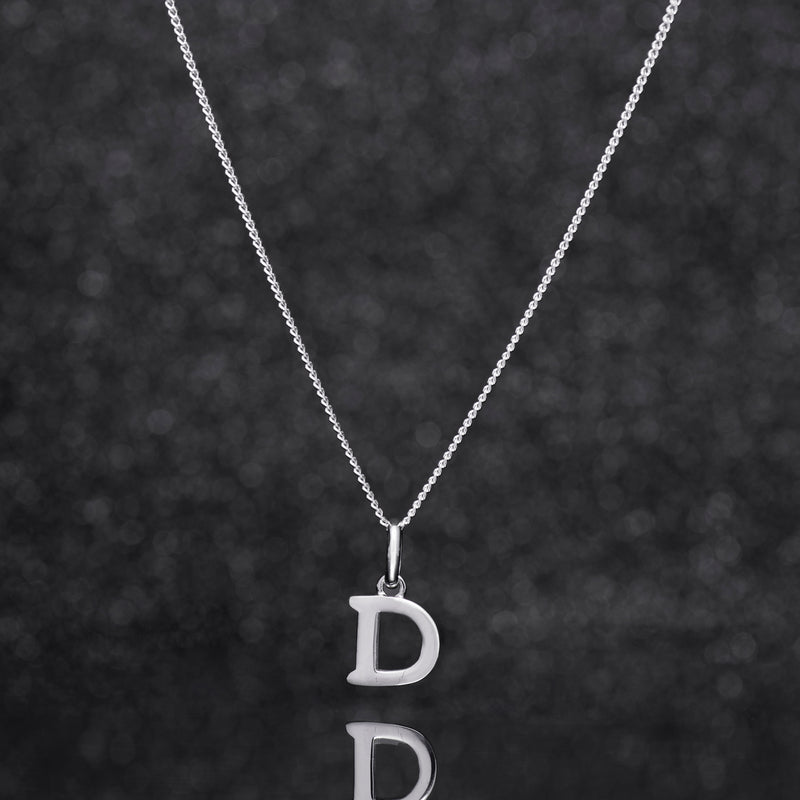 925 Sterling Silver D Initial Letter Necklace Pendant Gift Boxed Present