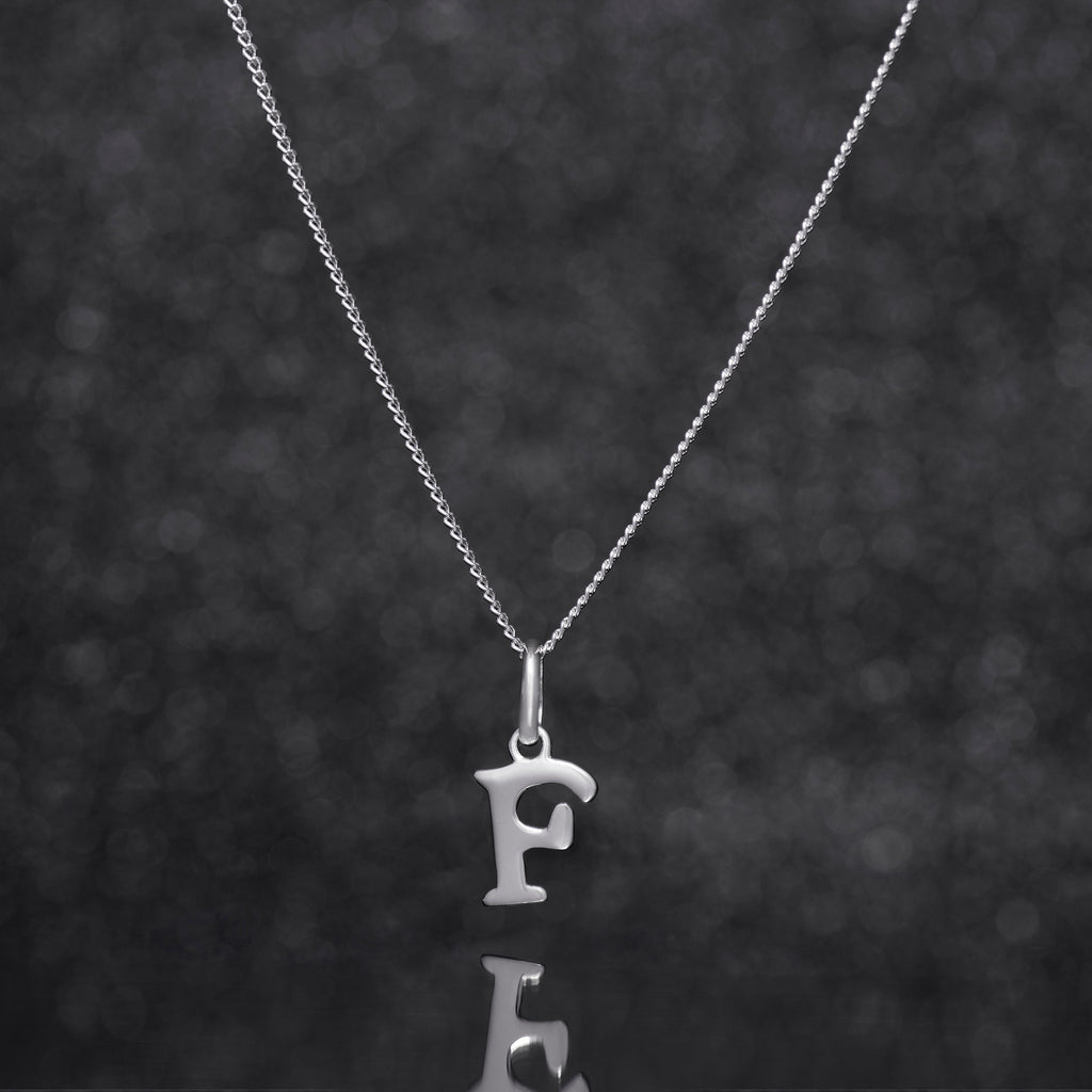 925 Sterling Silver F Initial Letter Necklace Pendant Gift Boxed Present