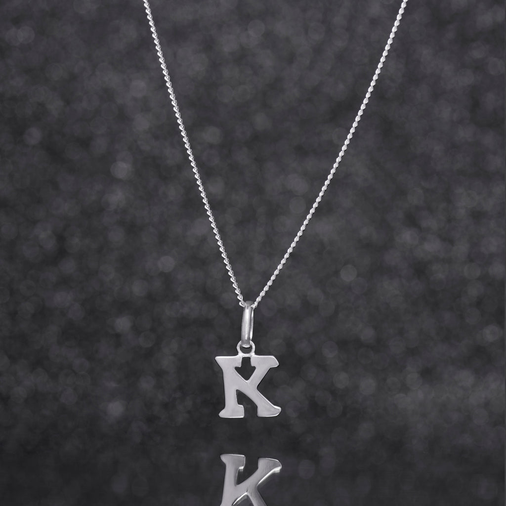 925 Sterling Silver K Initial Letter Necklace Pendant Gift Boxed Present