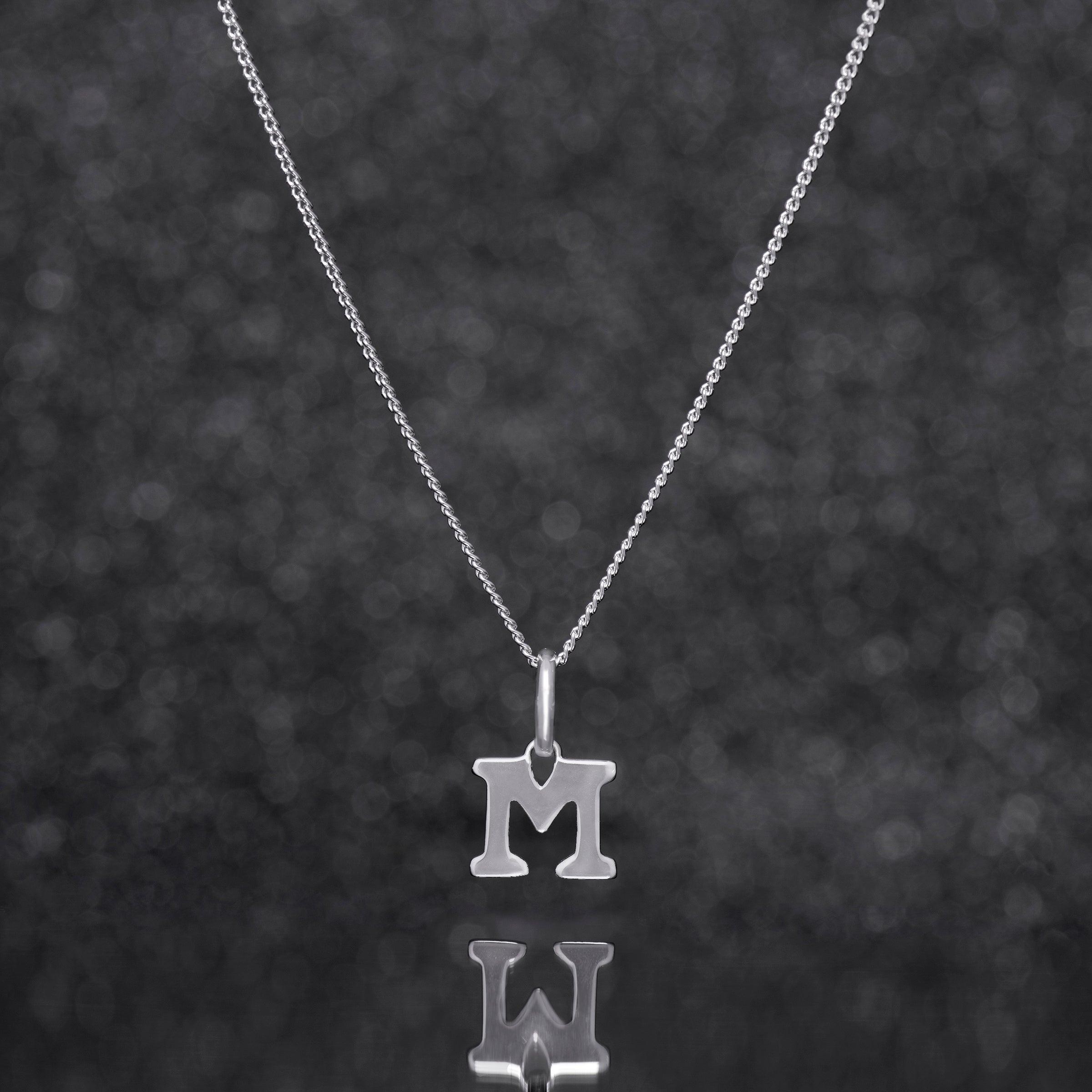 Silver letter m on sale necklace