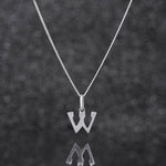 925 Sterling Silver W Initial Letter Necklace Pendant Gift Boxed Present