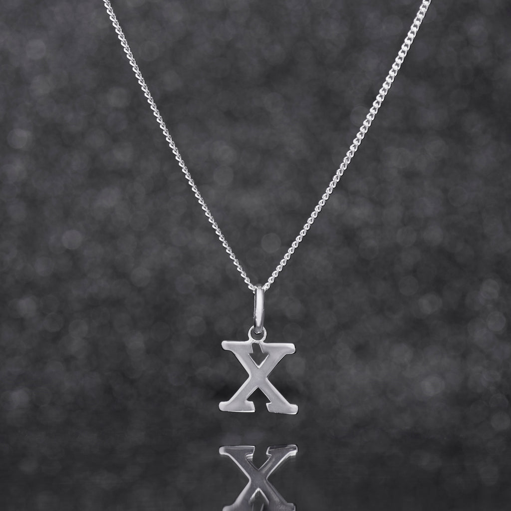 925 Sterling Silver X Initial Letter Necklace Pendant Gift Boxed Present