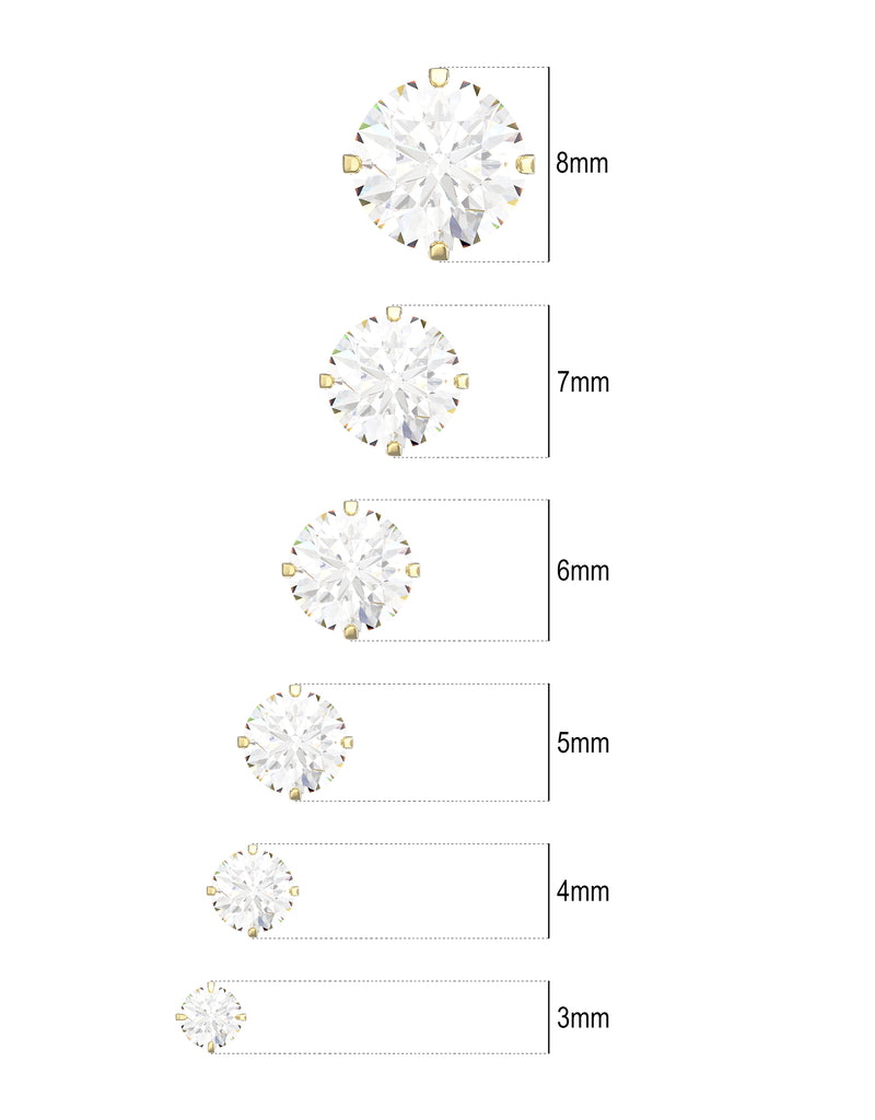 9ct Gold Round Cubic Zirconia Stud Earrings - Hypoallergenic 9ct Gold for Ladies 10mm * 10mm